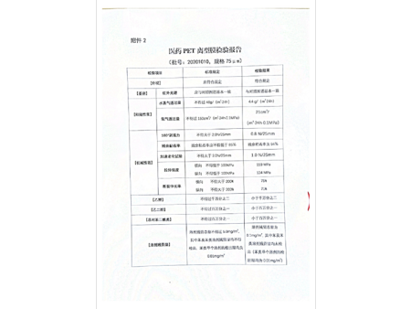 企业标准：医药PET离型膜