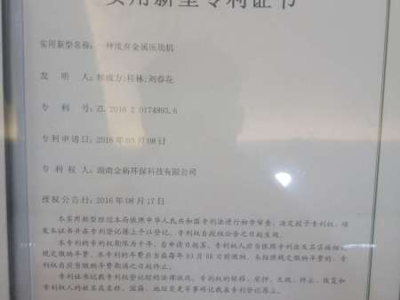 一种废气金属压块机实用新型专利