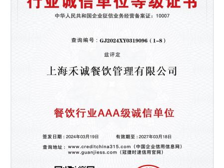 行业诚信单位等级证书